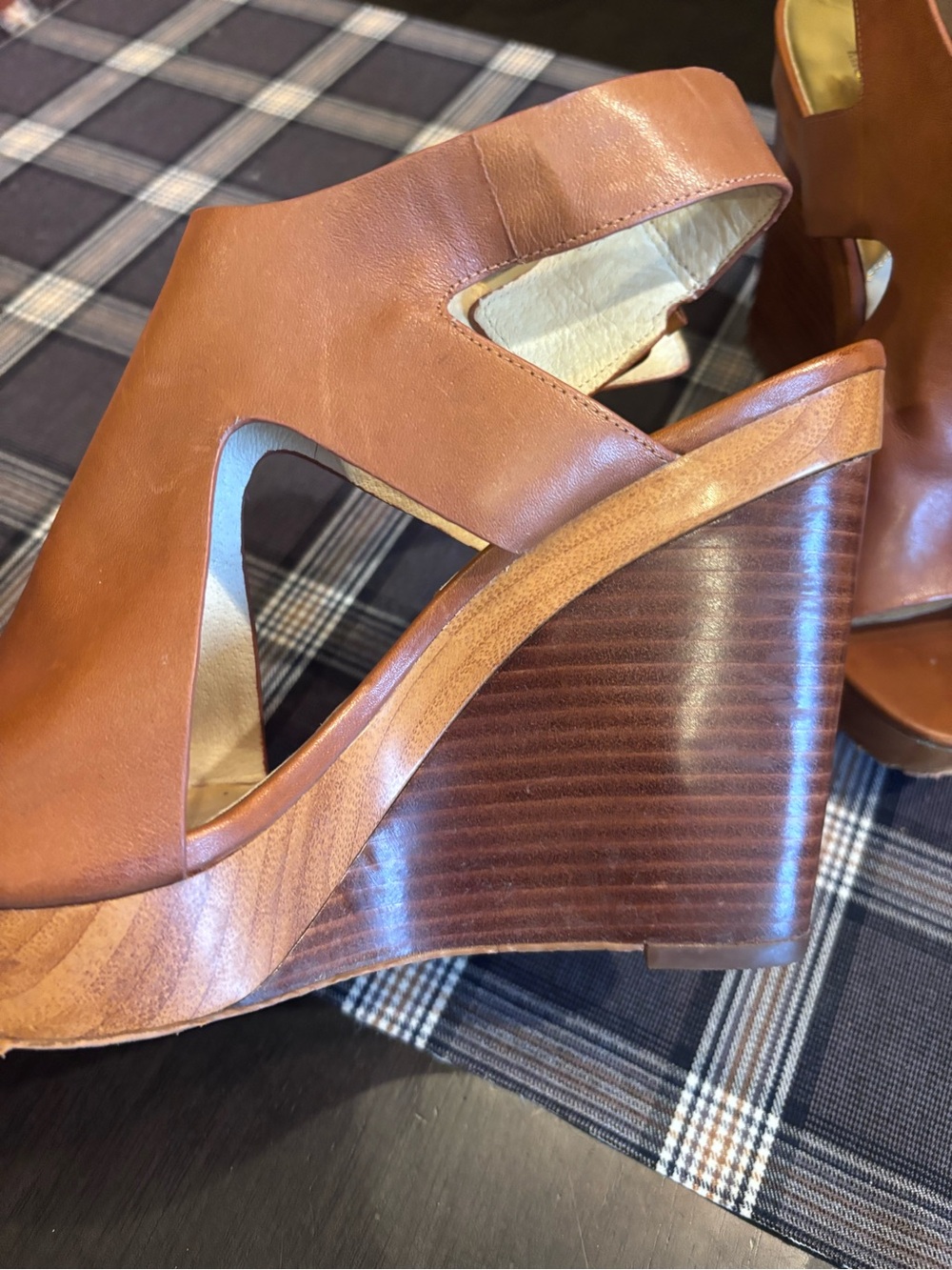 Michael Kors Brown Josephine Leather Sandal Wedge - Picture 4 of 8